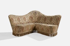 Italian Designer, Sofa, Fabric, Wood, Italy, 1950s