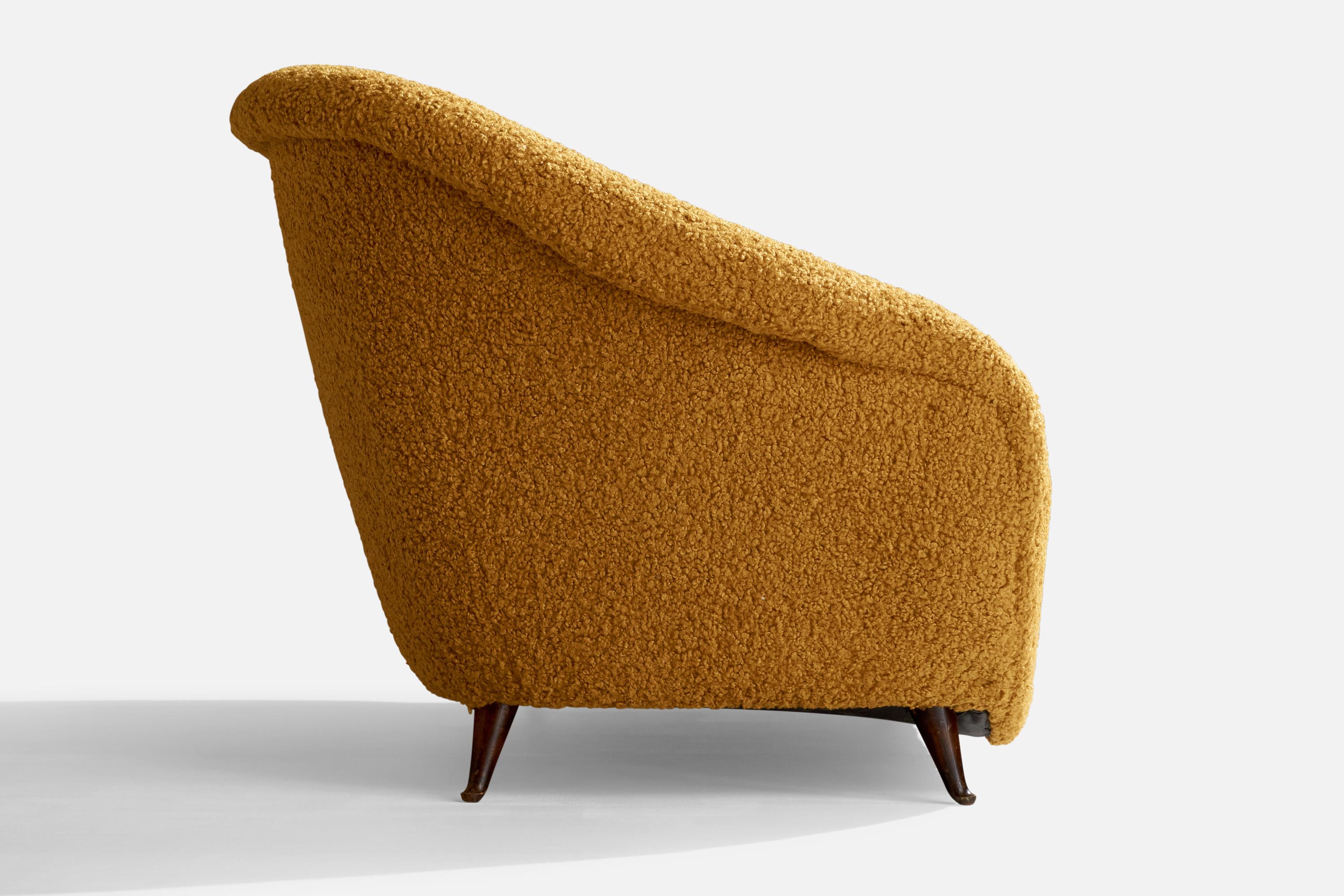 Mid-20th Century Italian Designer, Sofa, Fabric, Wood, Italy, 1950s For Sale