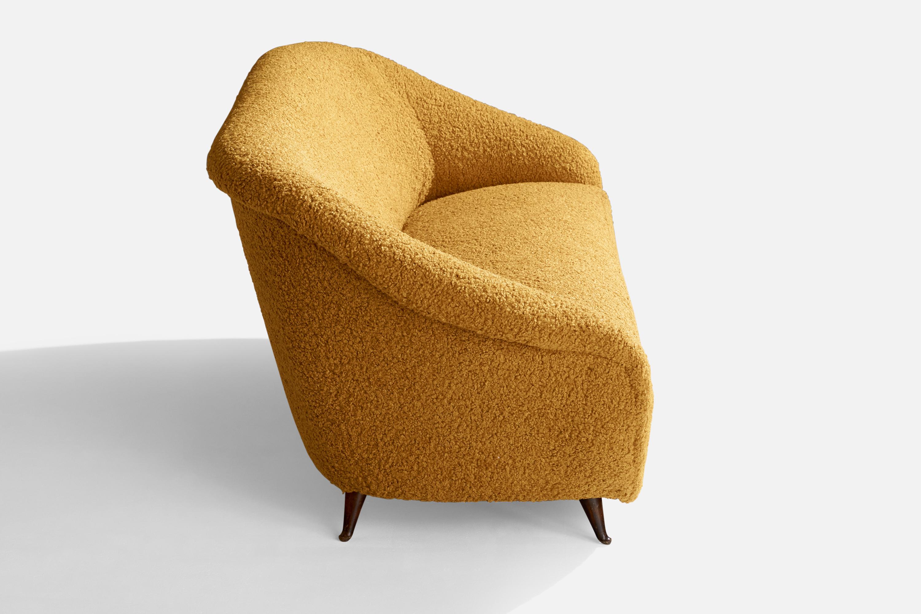Metà XX secolo Divano di design italiano, tessuto, legno, Italia, anni '50 in vendita