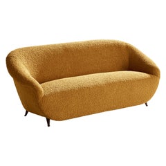 Canapé de designer italien, tissu, Wood, Italie, années 1950