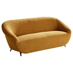 Italian Designer, Sofa, Fabric, Wood, Italy, 1950s