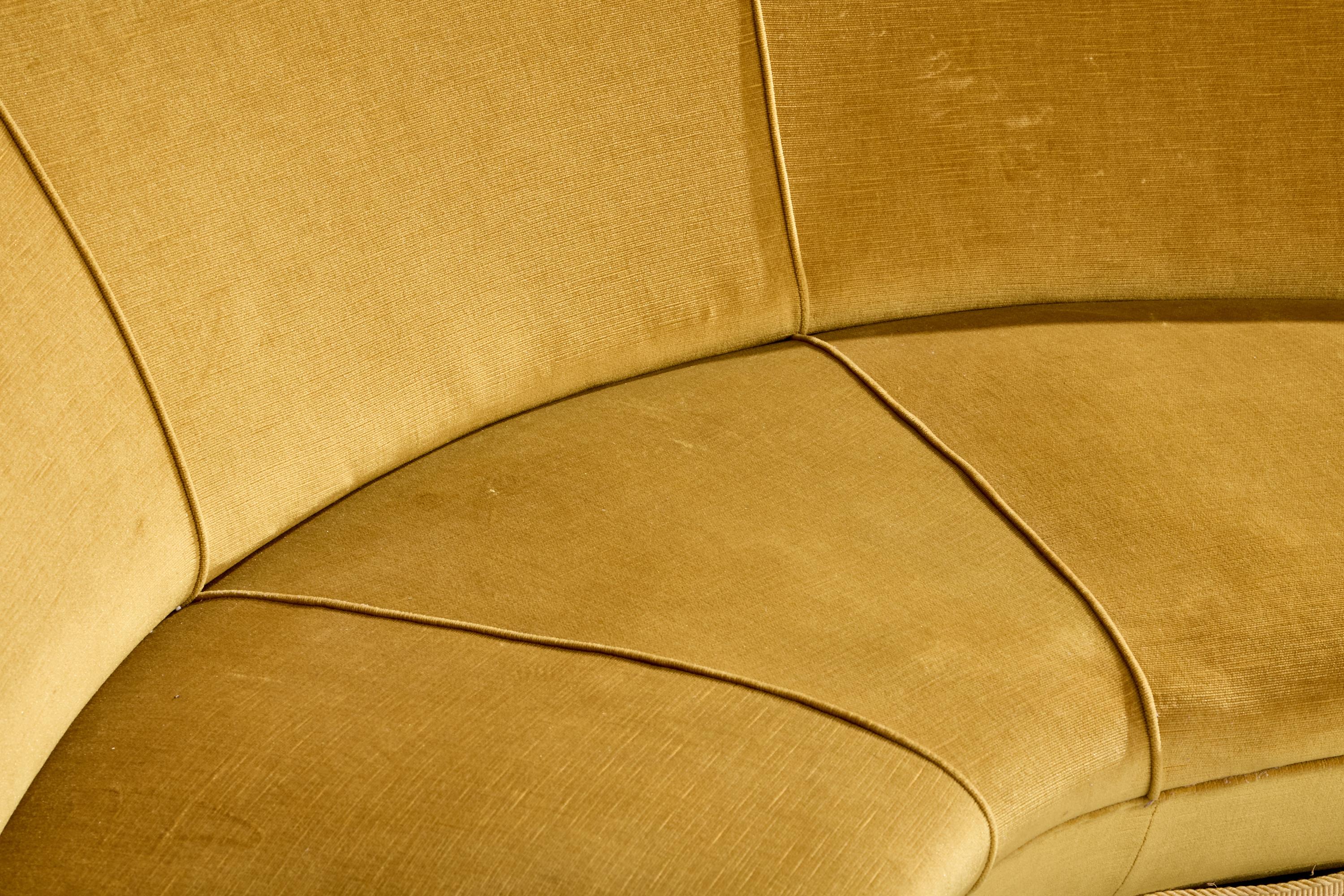 Italian Designer, Sofa, Velvet, Wood, Italy, 1950s For Sale 5