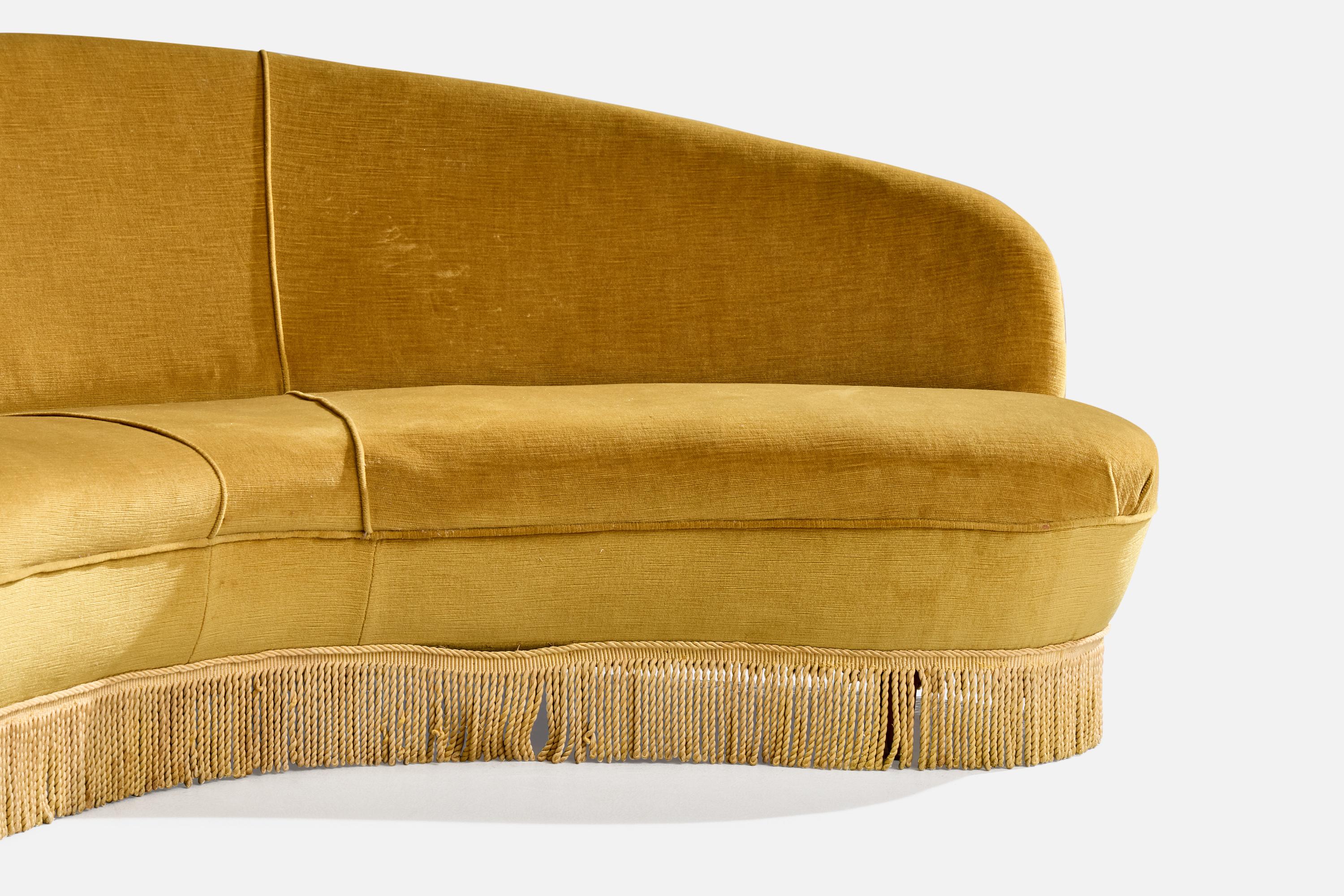 Italian Designer, Sofa, Velvet, Wood, Italy, 1950s For Sale 3