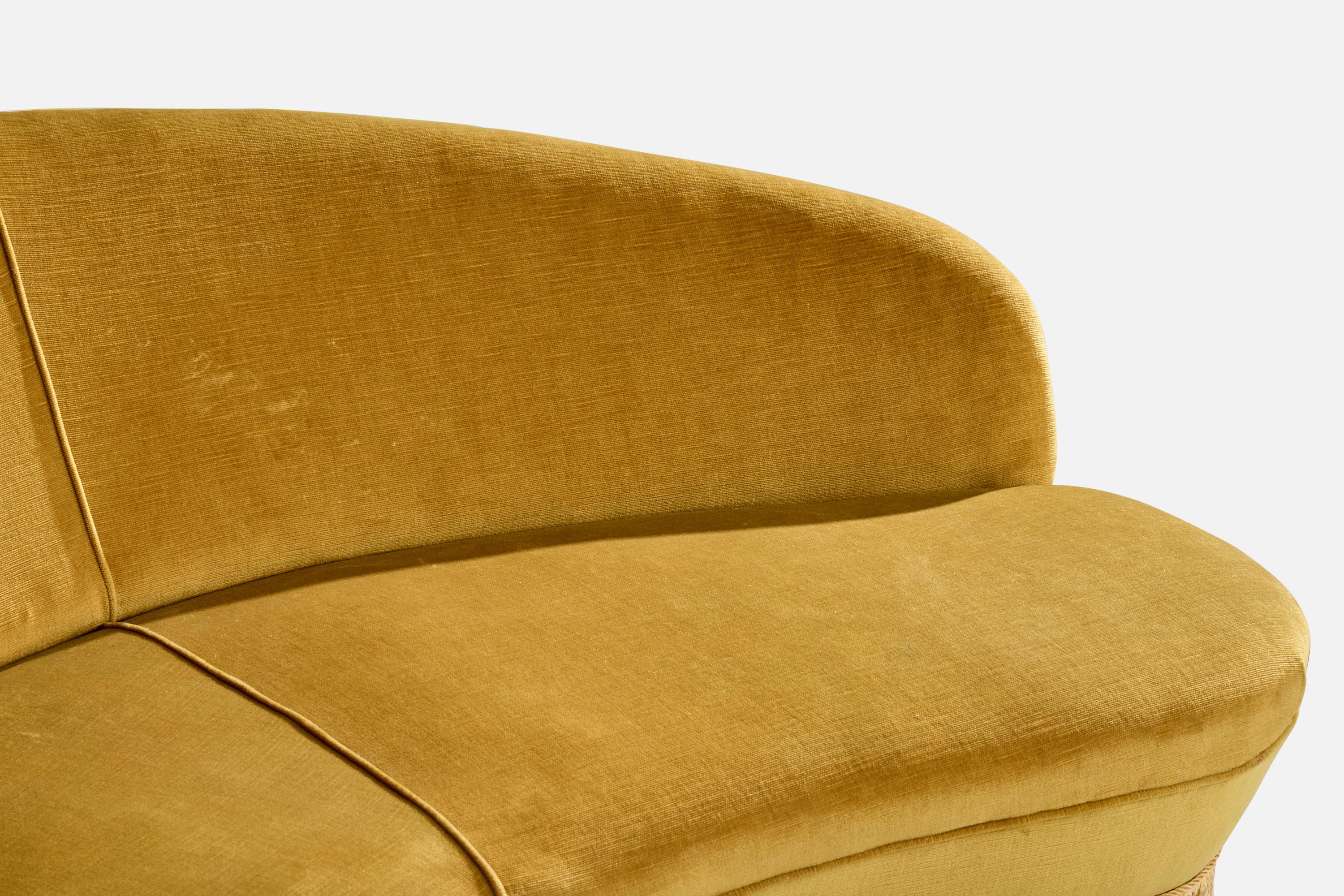 Italian Designer, Sofa, Velvet, Wood, Italy, 1950s For Sale 4