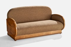 Italian Designer, Sofa, Walnut, Fabric, Italy, 1930s