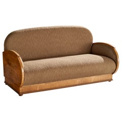 Italian Designer, Sofa, Walnut, Fabric, Italy, 1930s Italian Designer, Sofa, Walnut, Fabric, Italy, 1930s