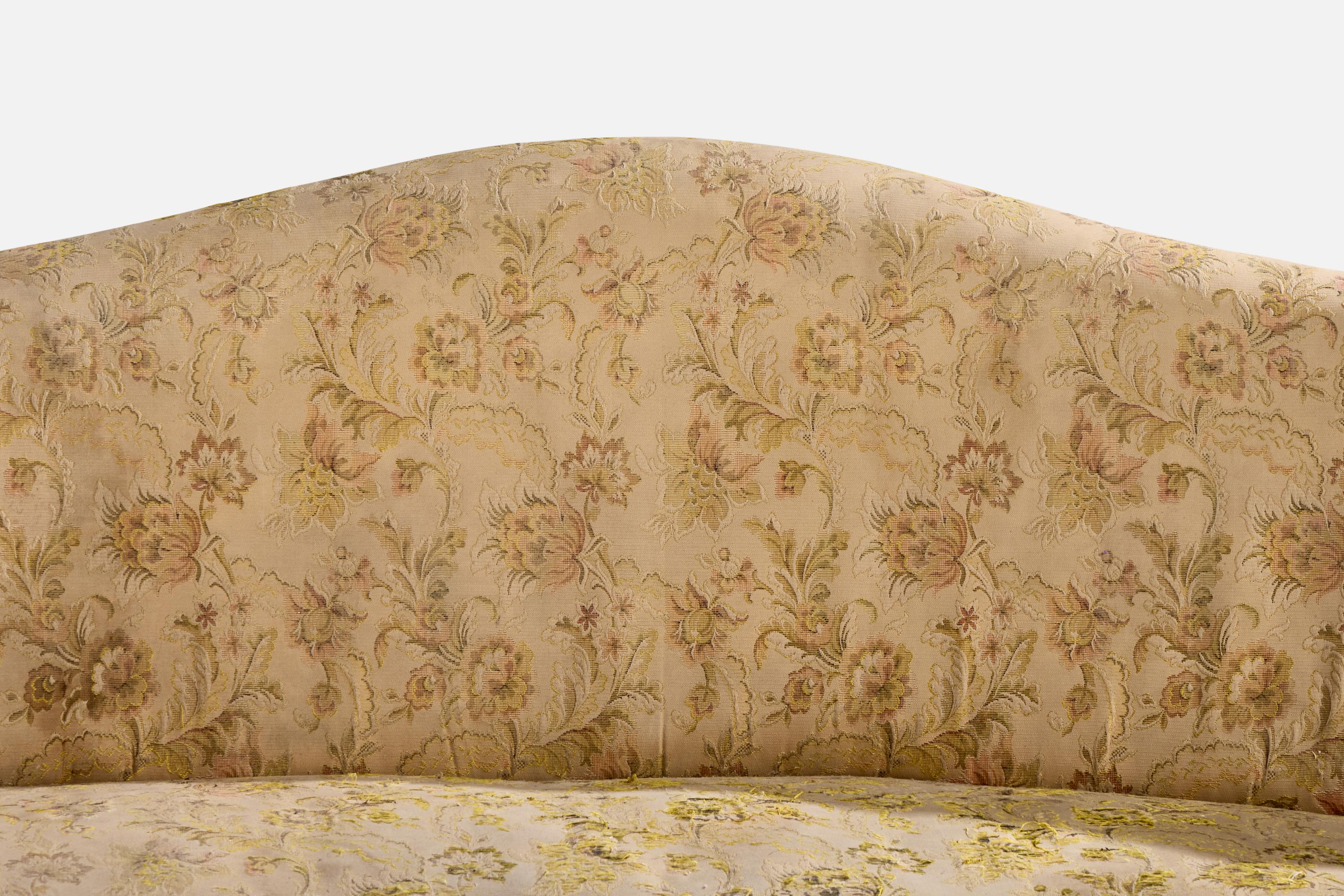 Italian Designer, Sofa, Wood, Fabric, Italy, 1940s For Sale 6