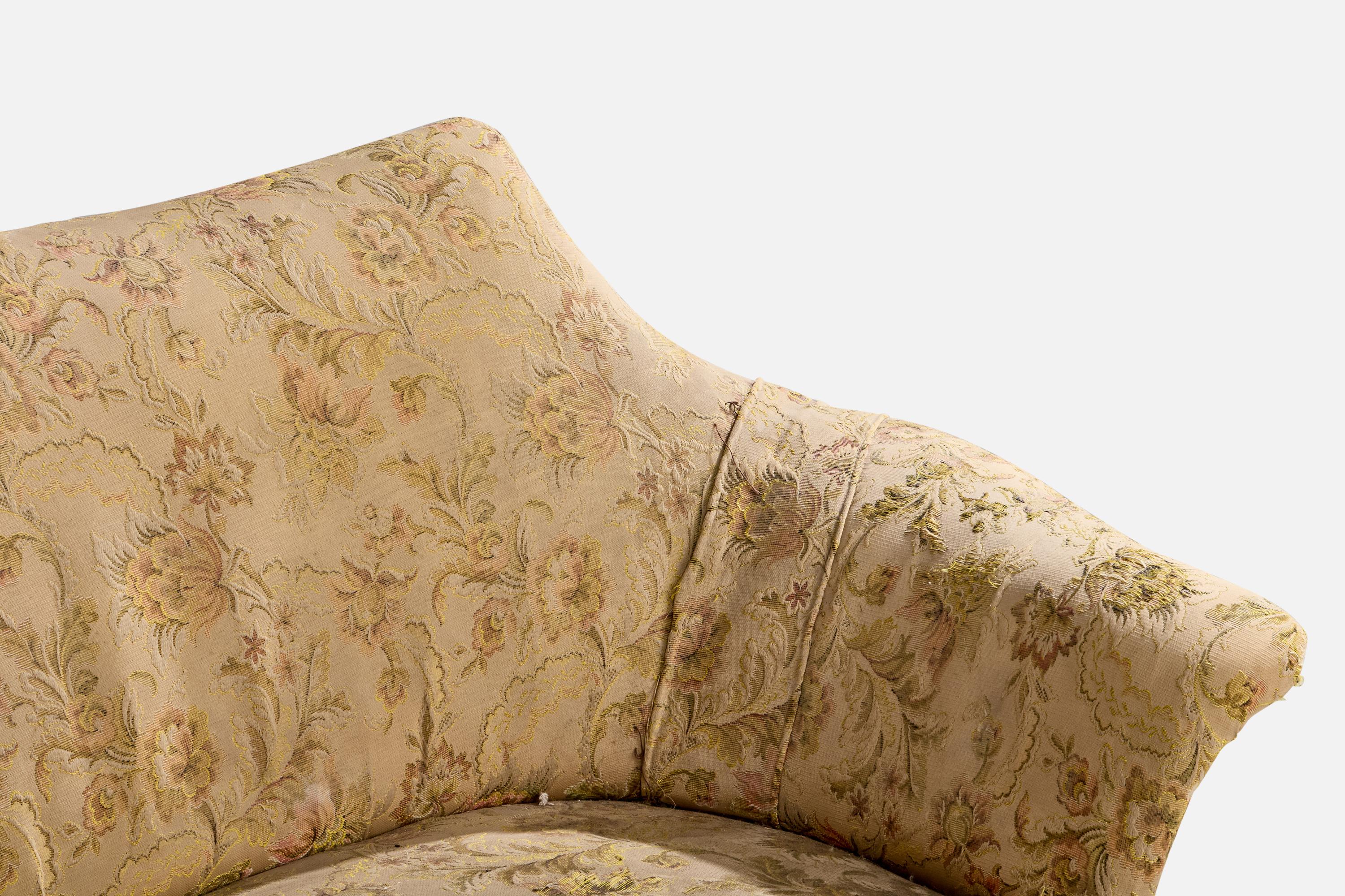 Italian Designer, Sofa, Wood, Fabric, Italy, 1940s For Sale 7