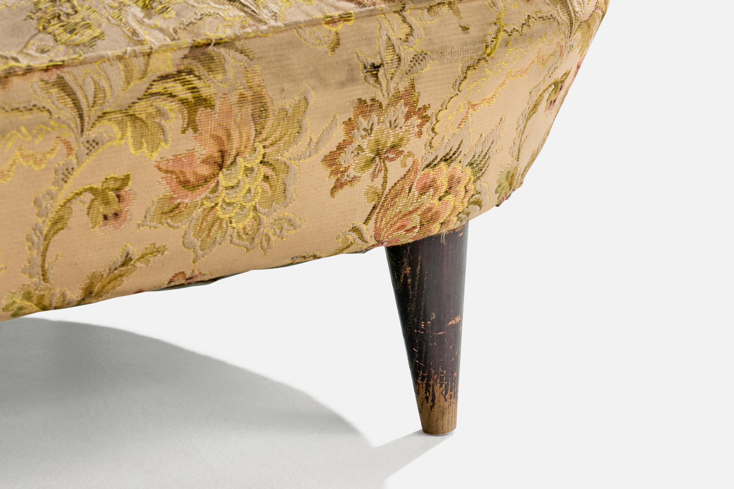 Italian Designer, Sofa, Wood, Fabric, Italy, 1940s For Sale 9