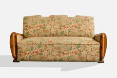 Italian Designer, Sofa, Wood, Fabric, Italy, 1940s