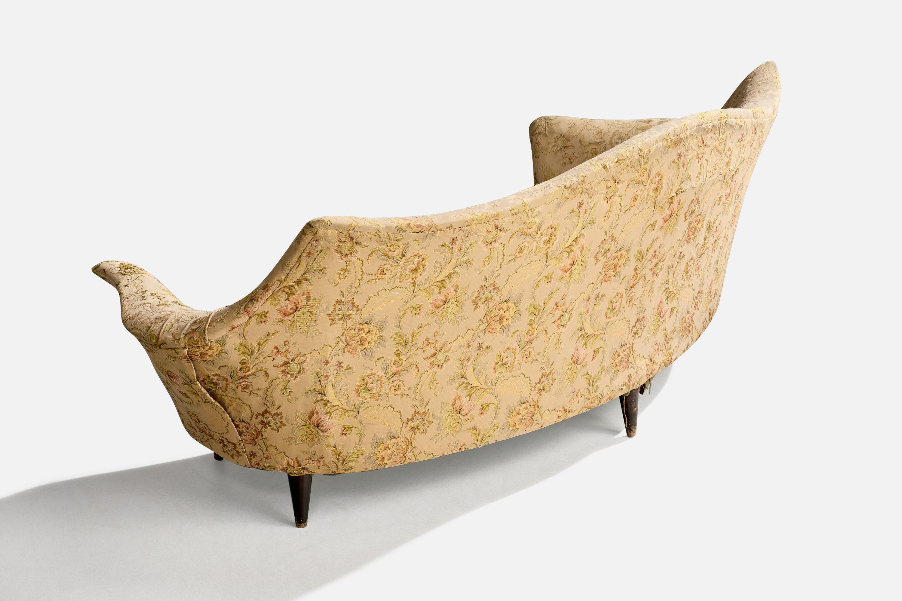 Italian Designer, Sofa, Wood, Fabric, Italy, 1940s For Sale 1