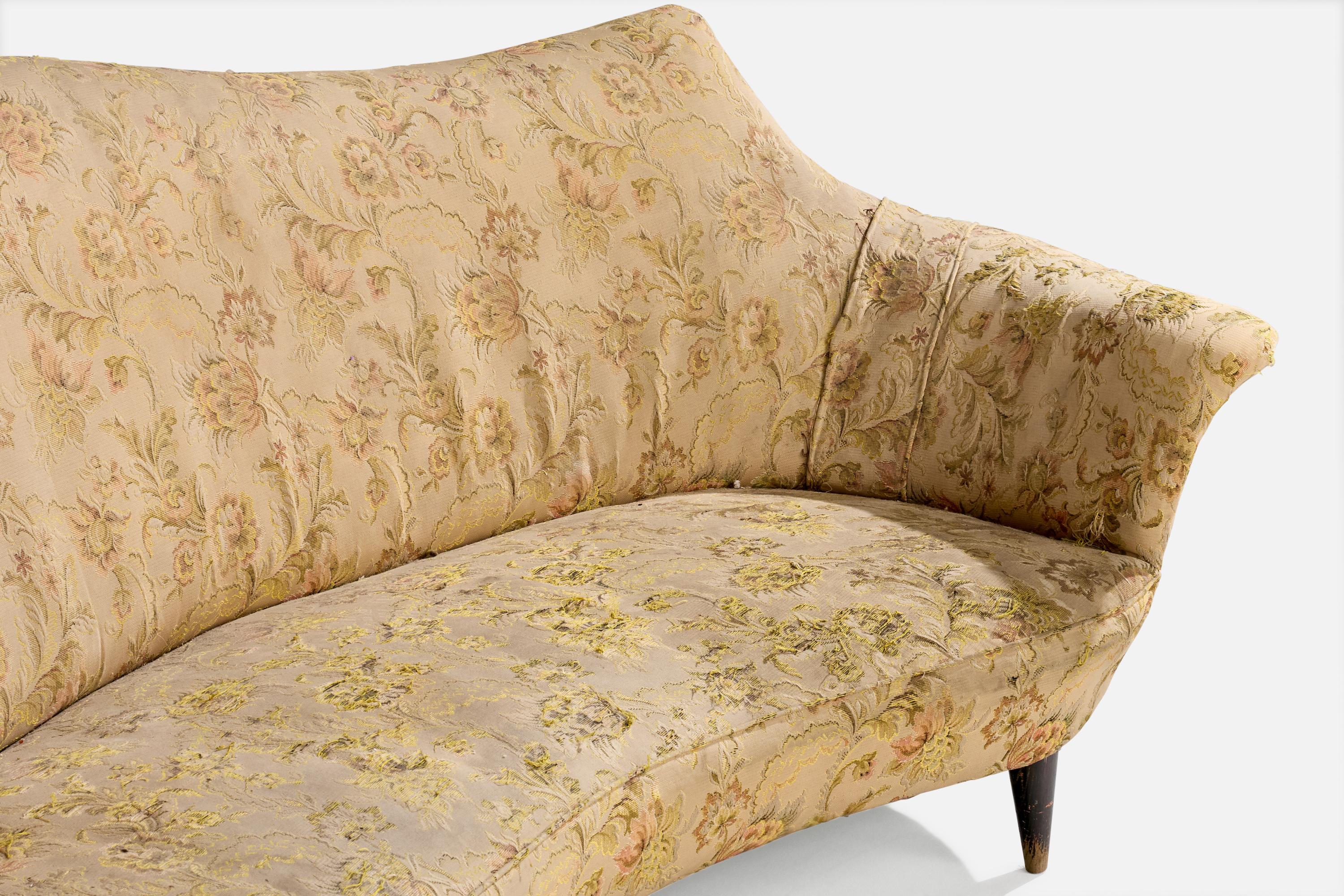 Italian Designer, Sofa, Wood, Fabric, Italy, 1940s For Sale 4