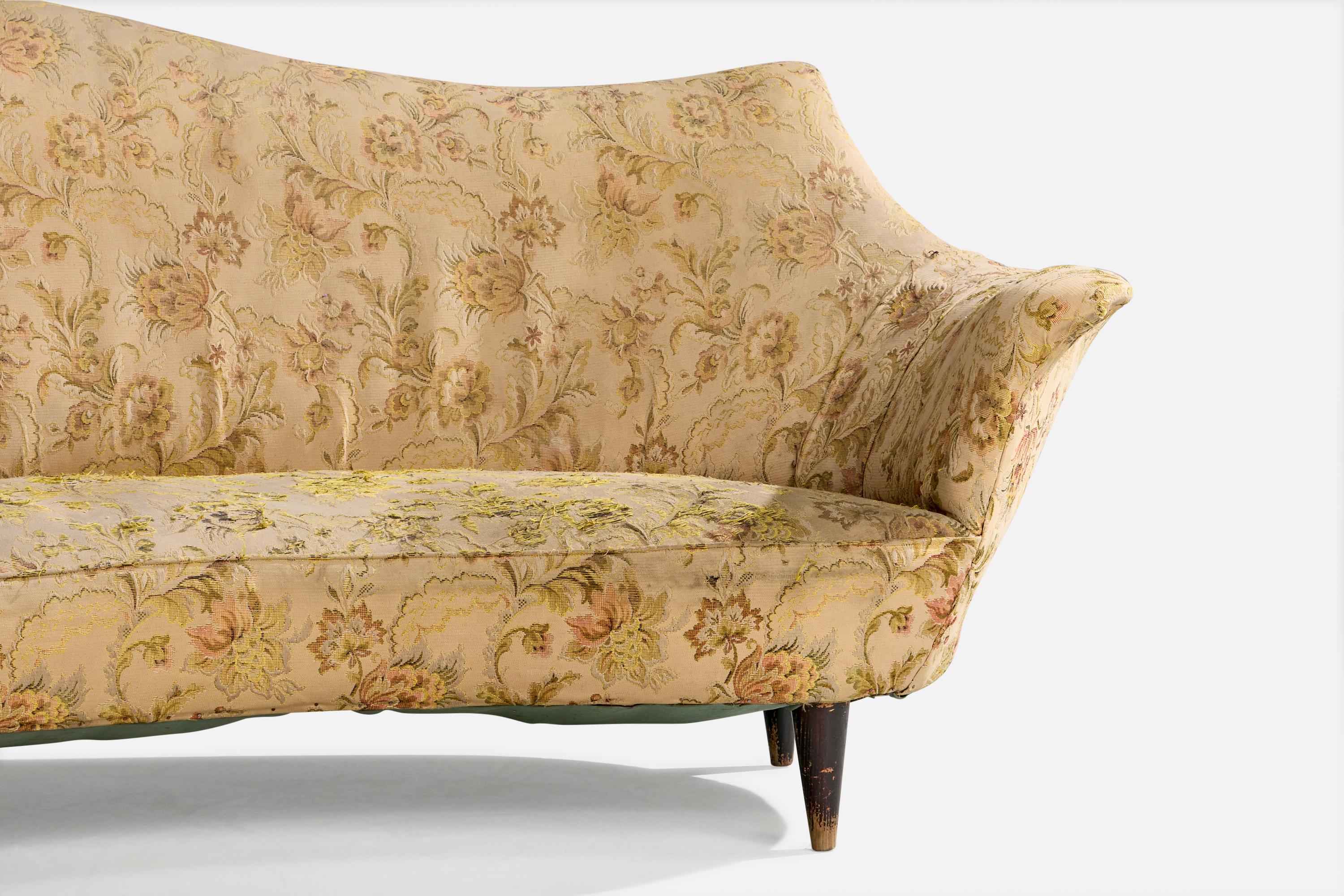 Italian Designer, Sofa, Wood, Fabric, Italy, 1940s For Sale 5