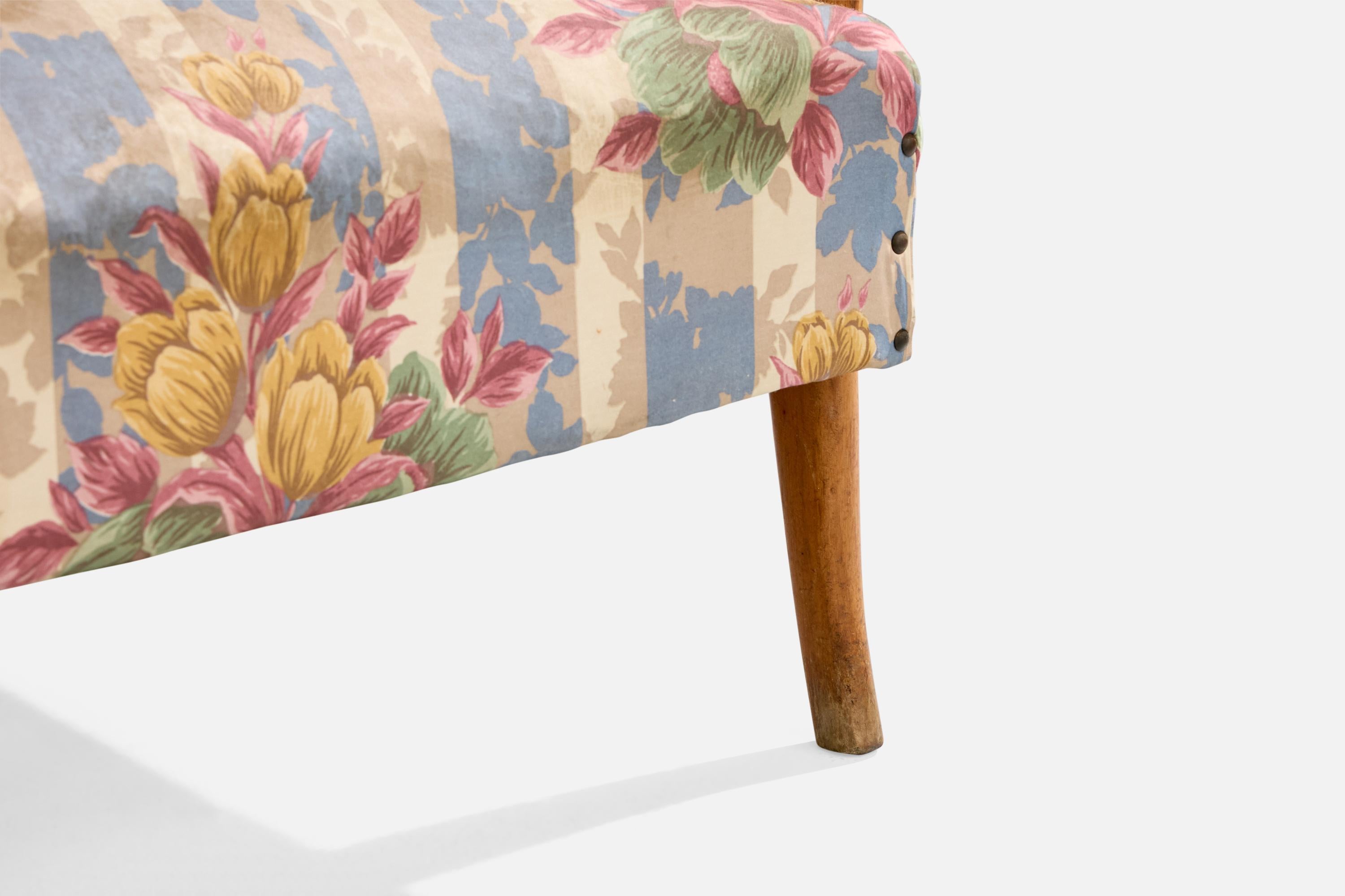 Italian Designer, Sofa, Wood, Fabric, Italy, 1950s In Good Condition For Sale In High Point, NC