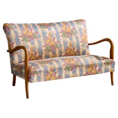 Italienische Designerin, Sofa, Holz, Stoff, Italien, 1950er Jahre