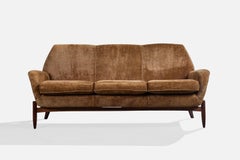 Italian Designer, Sofa, Wood, Velvet, Italy, 1960s