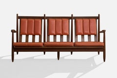 Italian Designer, Sofa, Wood, Vinyl, Italy, 1950s