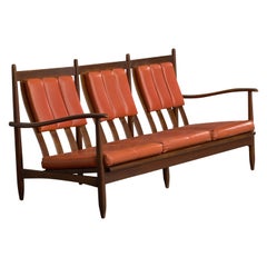 Italian Designer, Sofa, Wood, Vinyl, Italy, 1950s