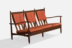 Italian Designer, Sofa, Wood, Vinyl, Italy, 1950s