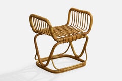 Italian Designer, Stool, Bamboo, Rattan, Italy, 1950s