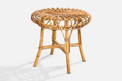 Italian Designer, Stool, Bamboo, Rattan, Italy, 1960s