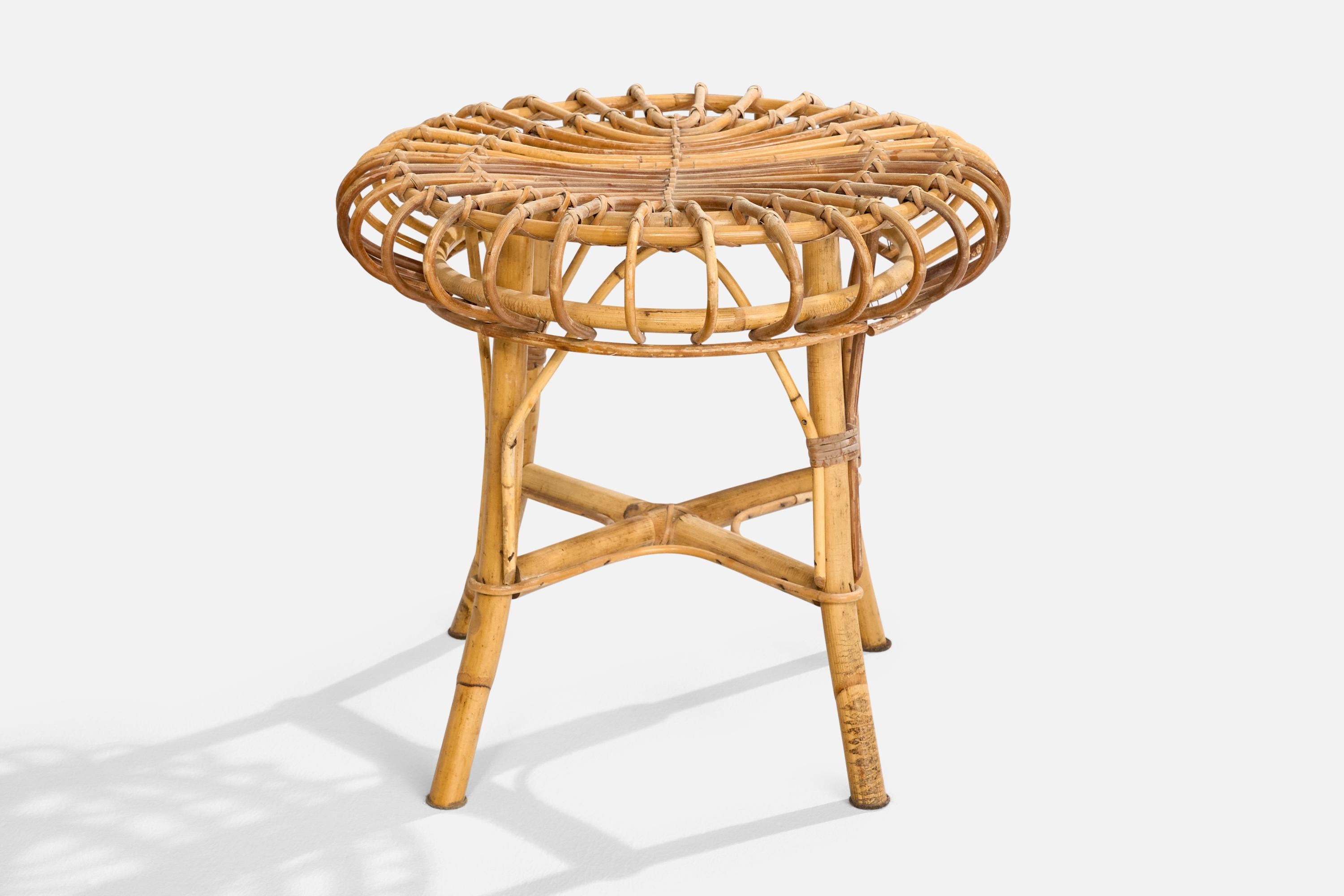 Italienischer Designer, Hocker, Bambus, Rattan, Italien, 1960er Jahre (Moderne der Mitte des Jahrhunderts) im Angebot