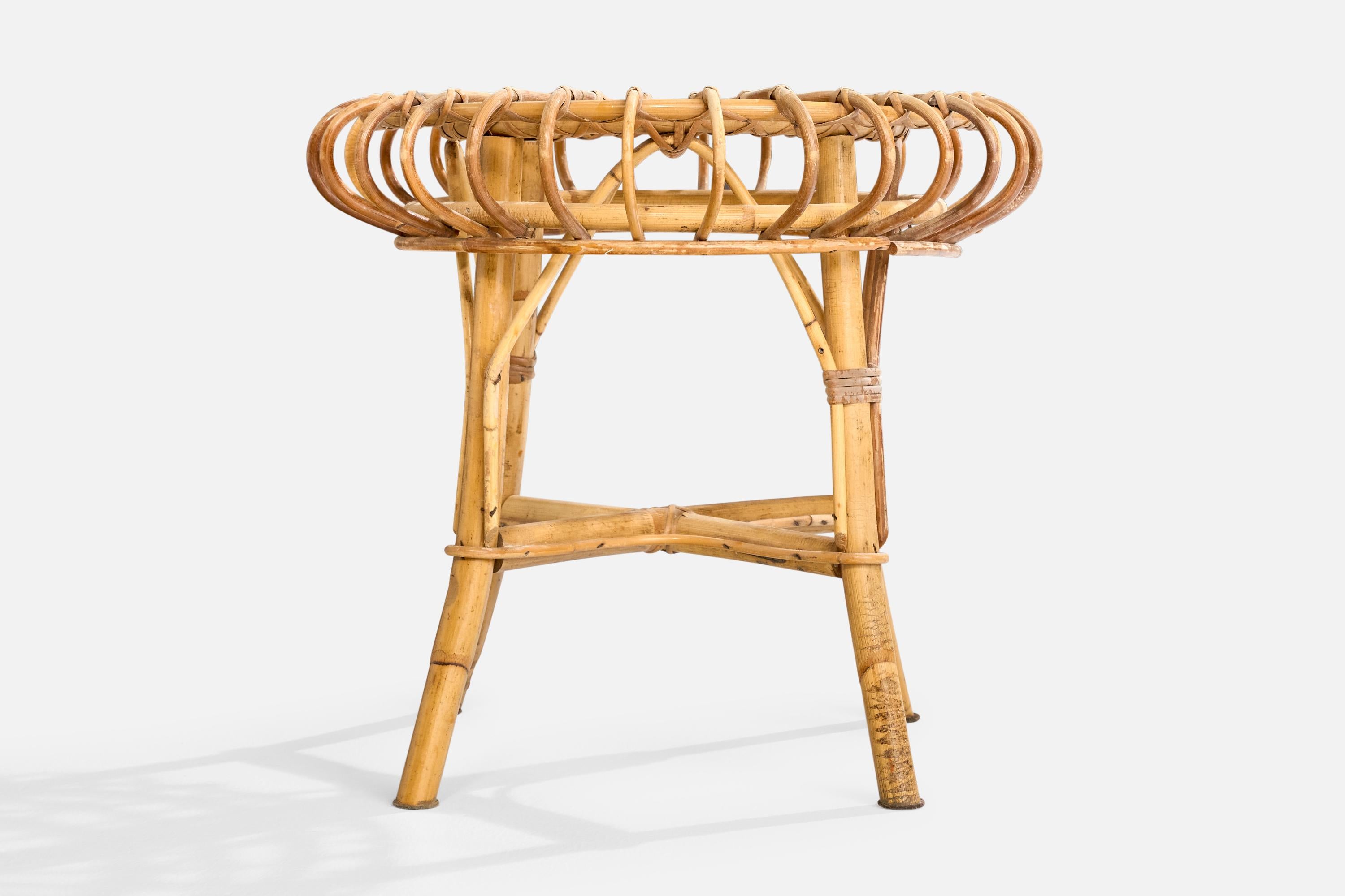 Italienischer Designer, Hocker, Bambus, Rattan, Italien, 1960er Jahre im Zustand „Gut“ im Angebot in High Point, NC