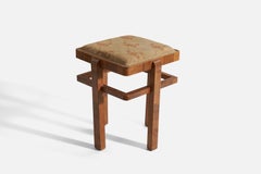 Italian Designer, Stool, Fabric, Wood, Italy, 1940s