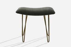 Designer italiano, sgabello, mohair, ottone, Italia, anni '50