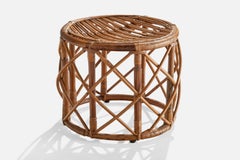 Italian Designer, Stool, Rattan, Bamboo, Italy, 1960s