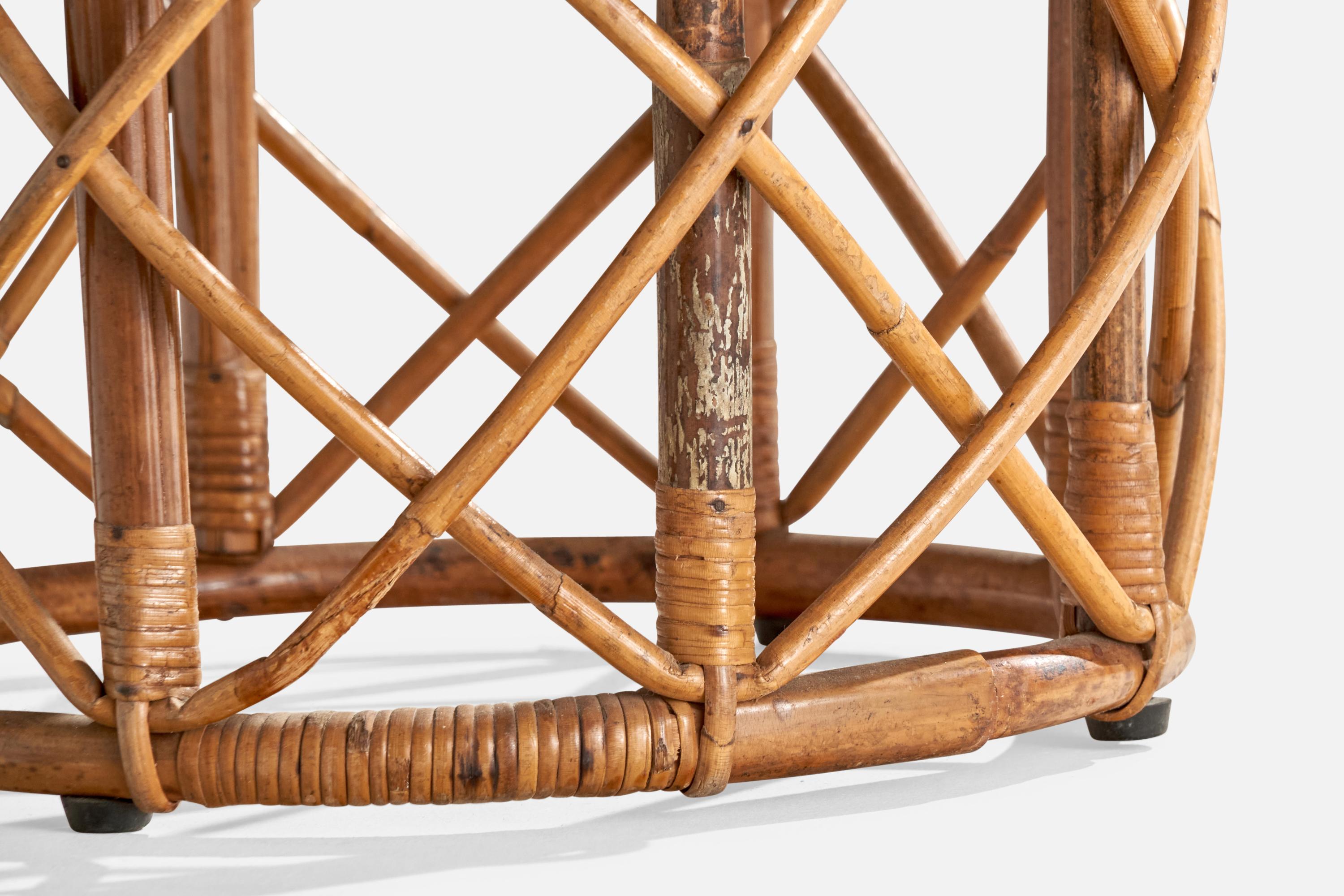 Italian Designer, Stool, Rattan, Bamboo, Italy, 1960s For Sale 1