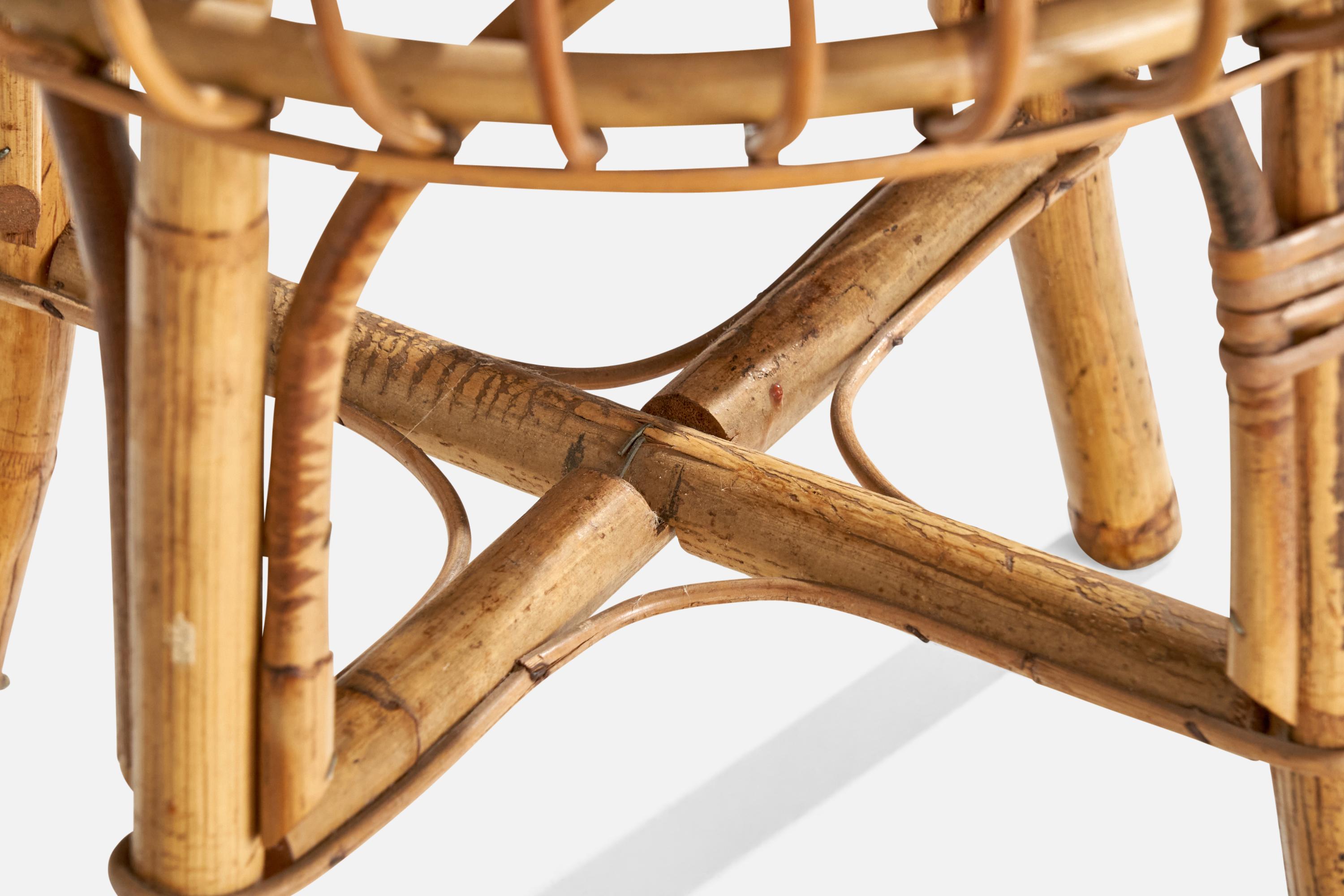 Italian Designer, Stool, Rattan, Bamboo, Italy, 1960s For Sale 2