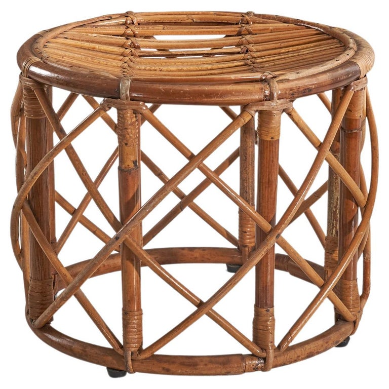 Italian Designer, Stool, Rattan, Bamboo, Italy, 1960s For Sale at 1stDibs