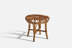 Italian Designer, Stool, Rattan, Italy, 1950s