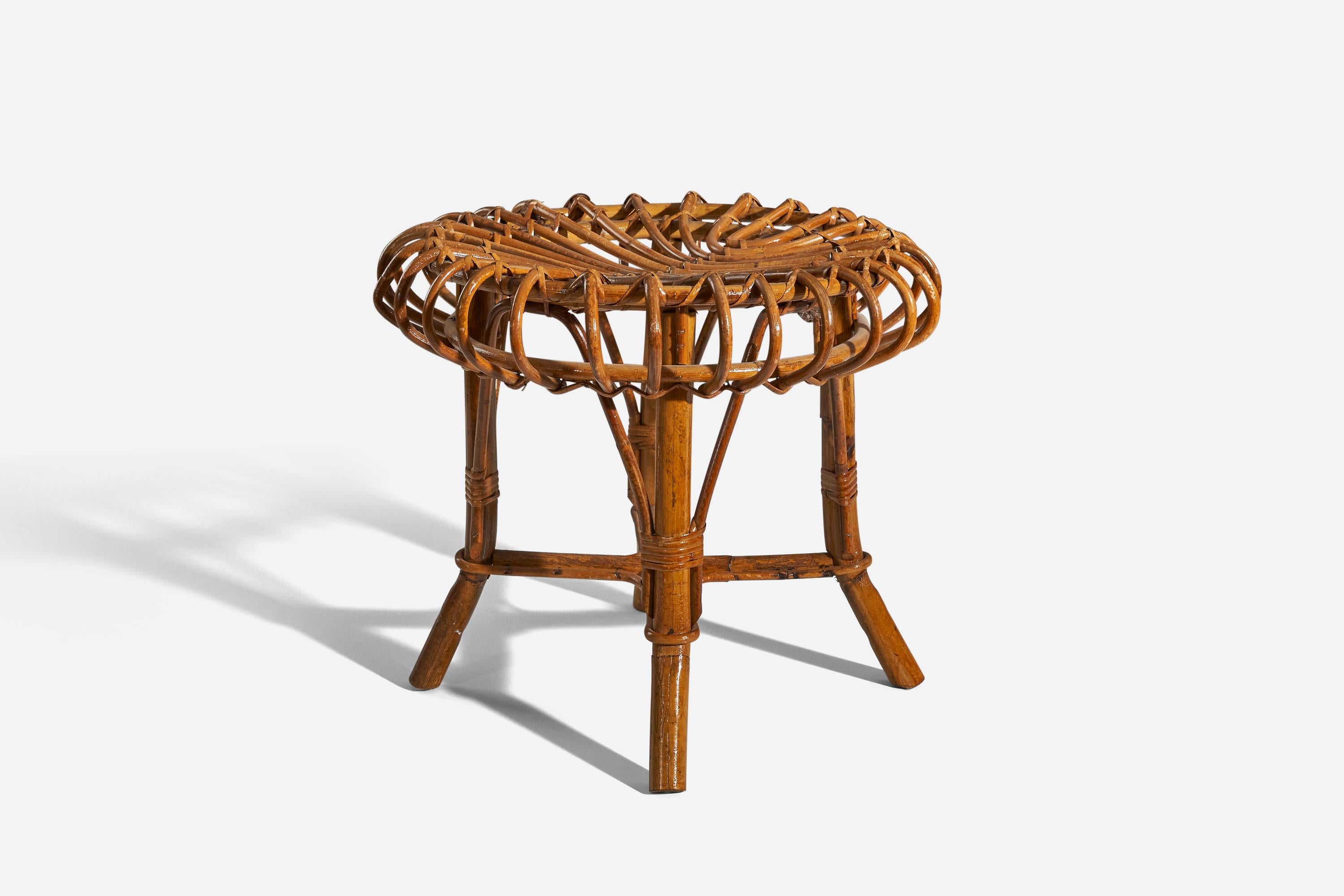 Italian Designer, Stool, Rattan, Italy, 1950s In Good Condition For Sale In High Point, NC