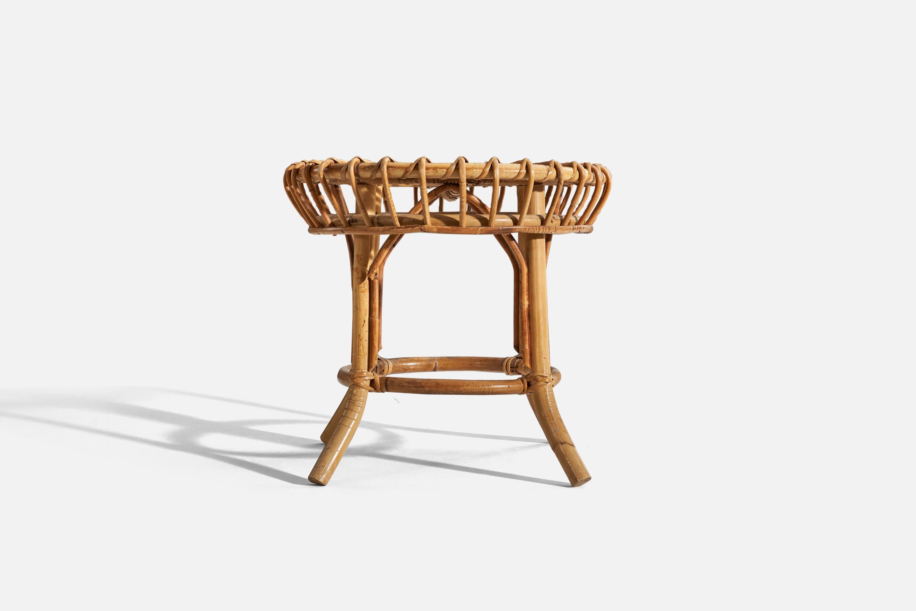 Italienischer Designer, Hocker, Rattan, Italien, 1950er Jahre im Zustand „Gut“ im Angebot in High Point, NC