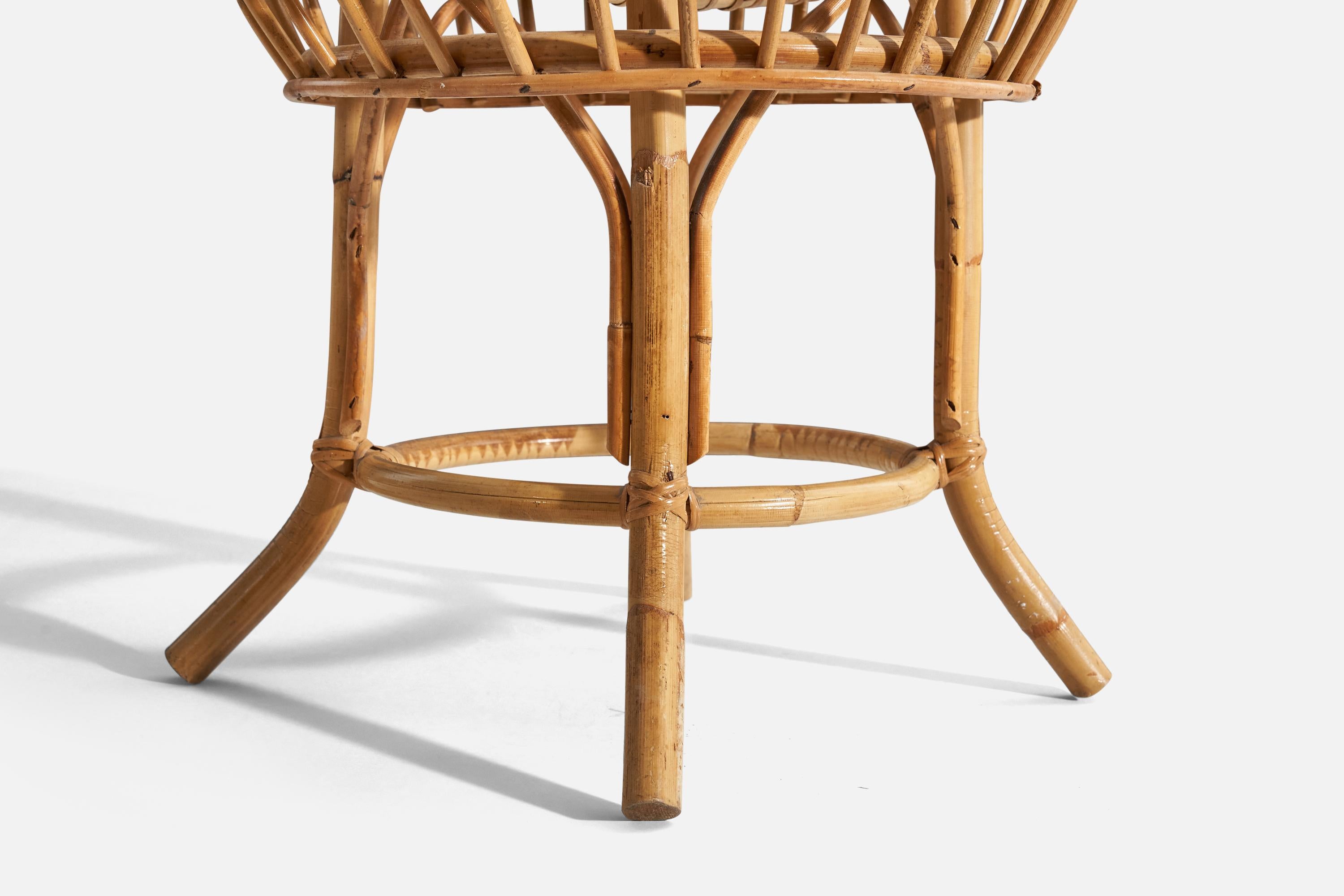 Mid-20th Century Italian Designer, Stool, Rattan, Italy, 1950s For Sale