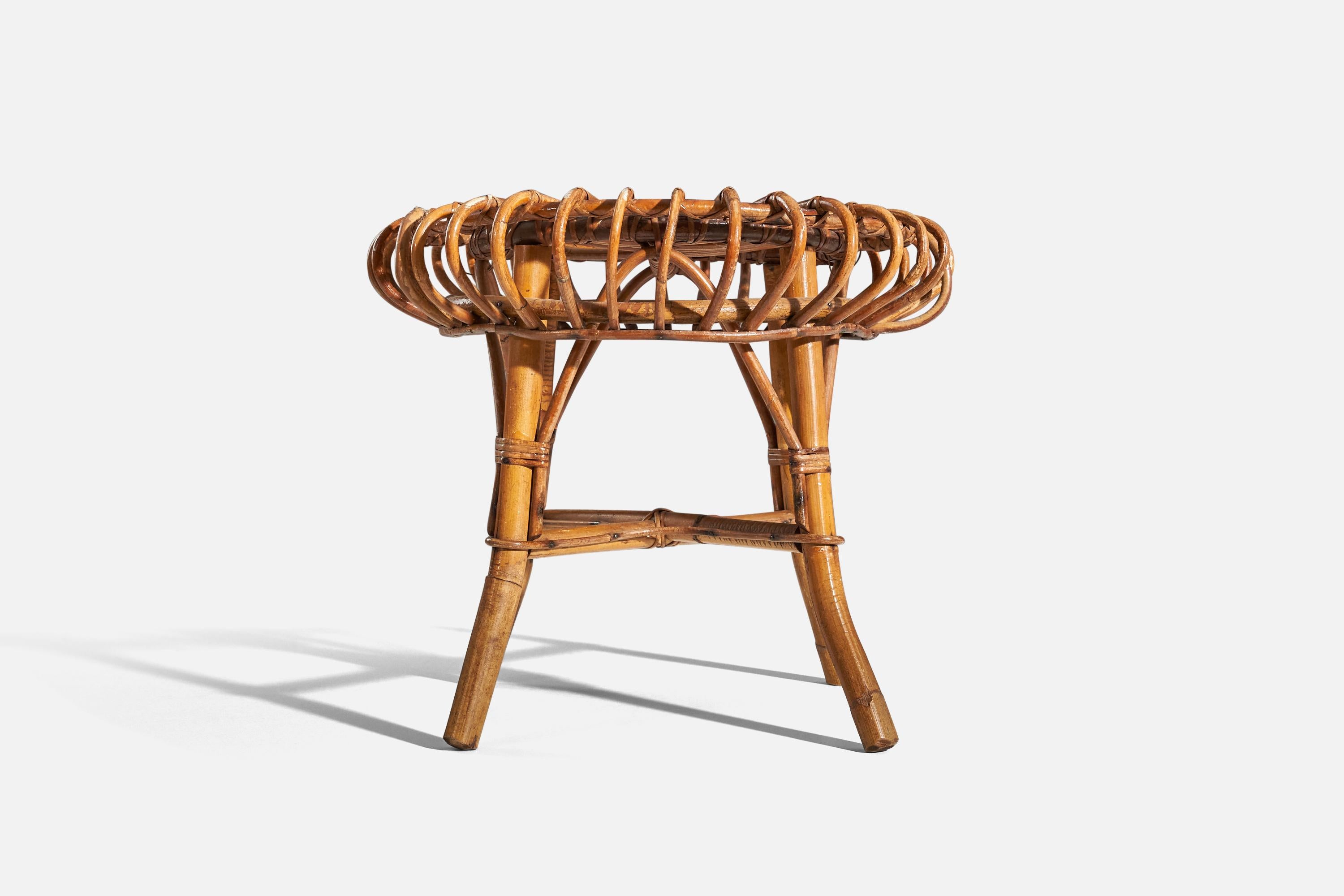 Mid-20th Century Italian Designer, Stool, Rattan, Italy, 1950s For Sale