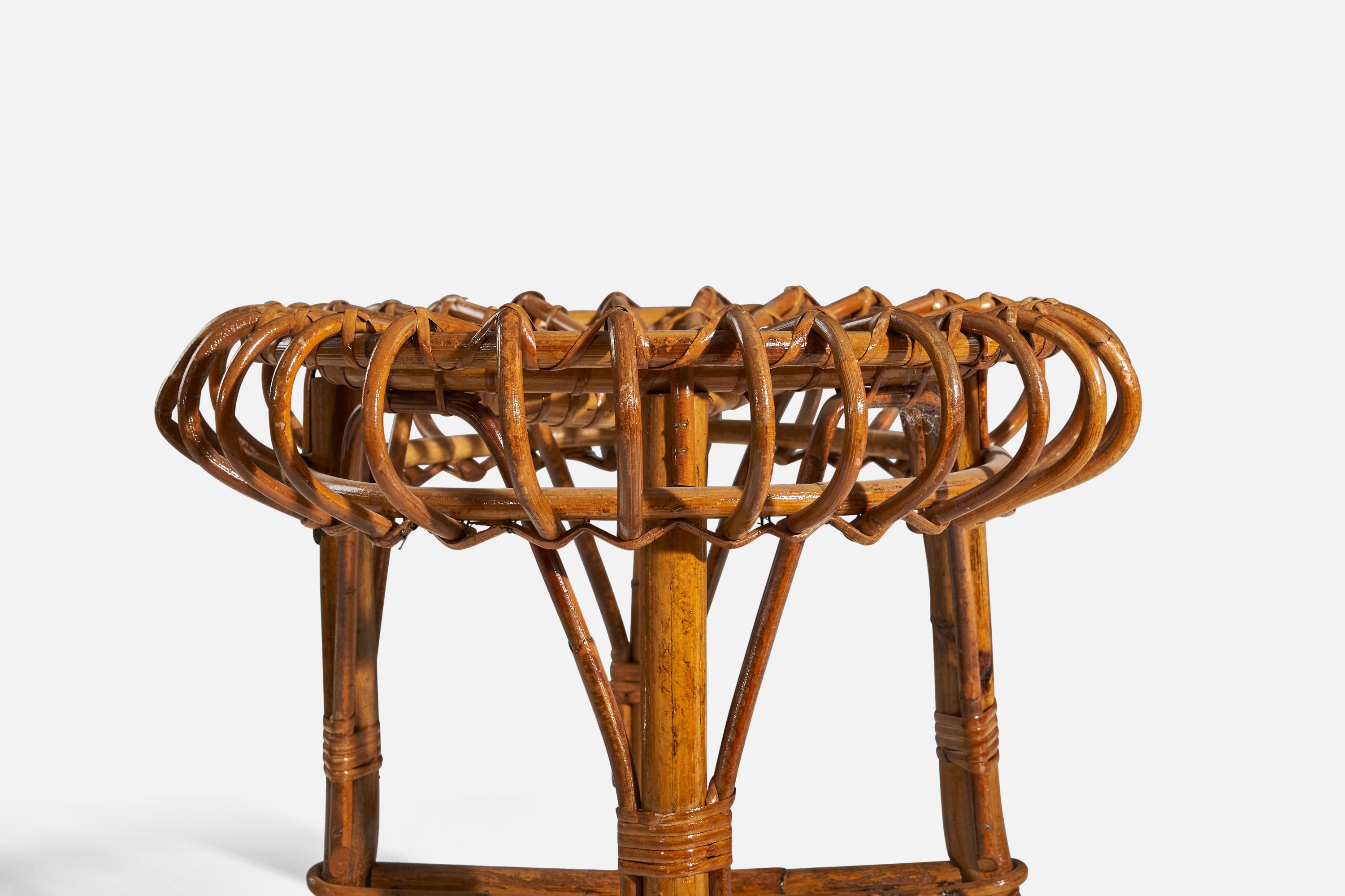 Mid-20th Century Italian Designer, Stool, Rattan, Italy, 1950s For Sale