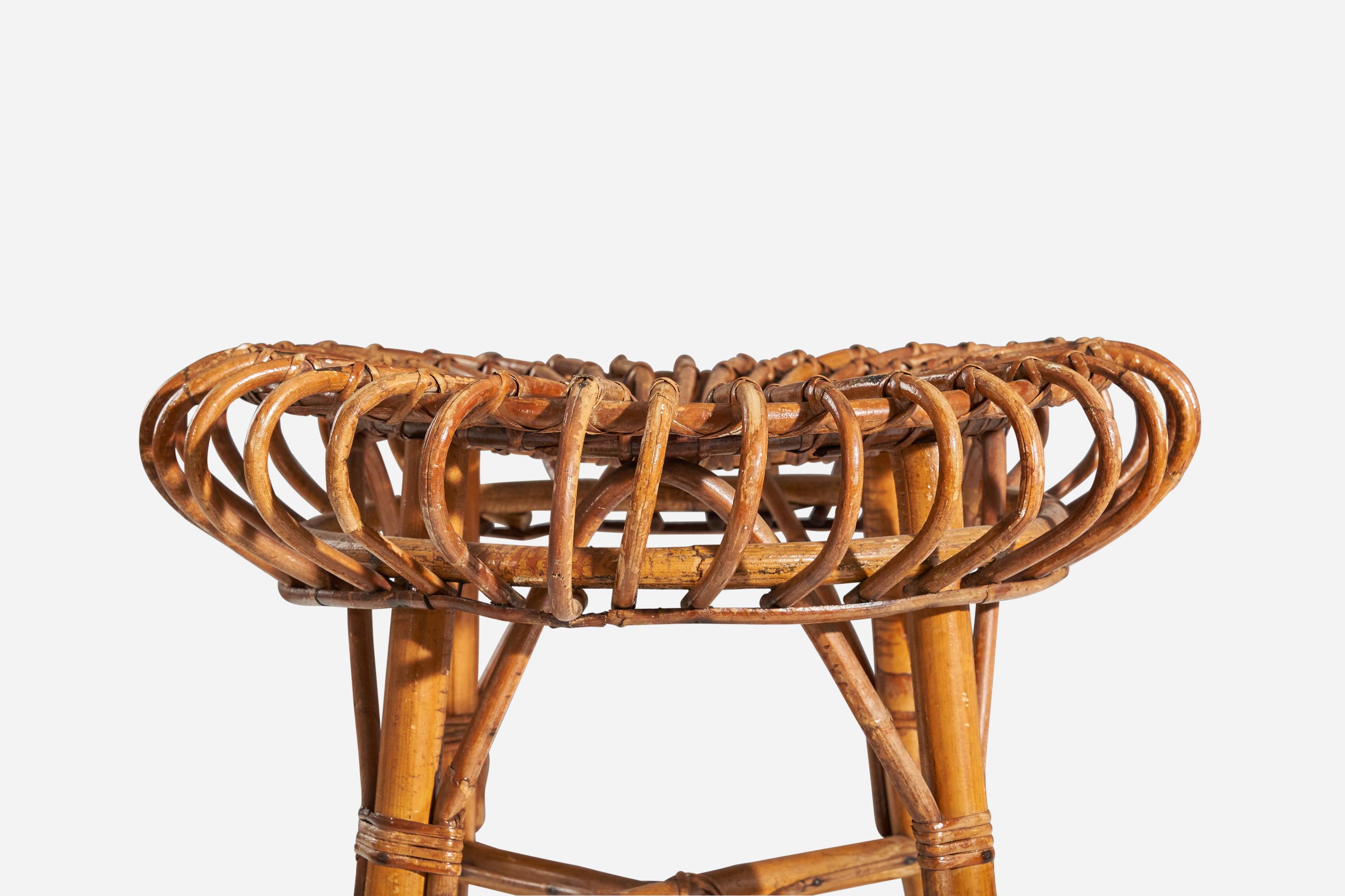 Italian Designer, Stool, Rattan, Italy, 1950s For Sale 1