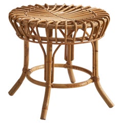 Italienischer italienischer Designer, Hocker, Rattan, Italien, 1950er Jahre