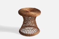 Italian Designer, Stool, Rattan, Italy, 1970s