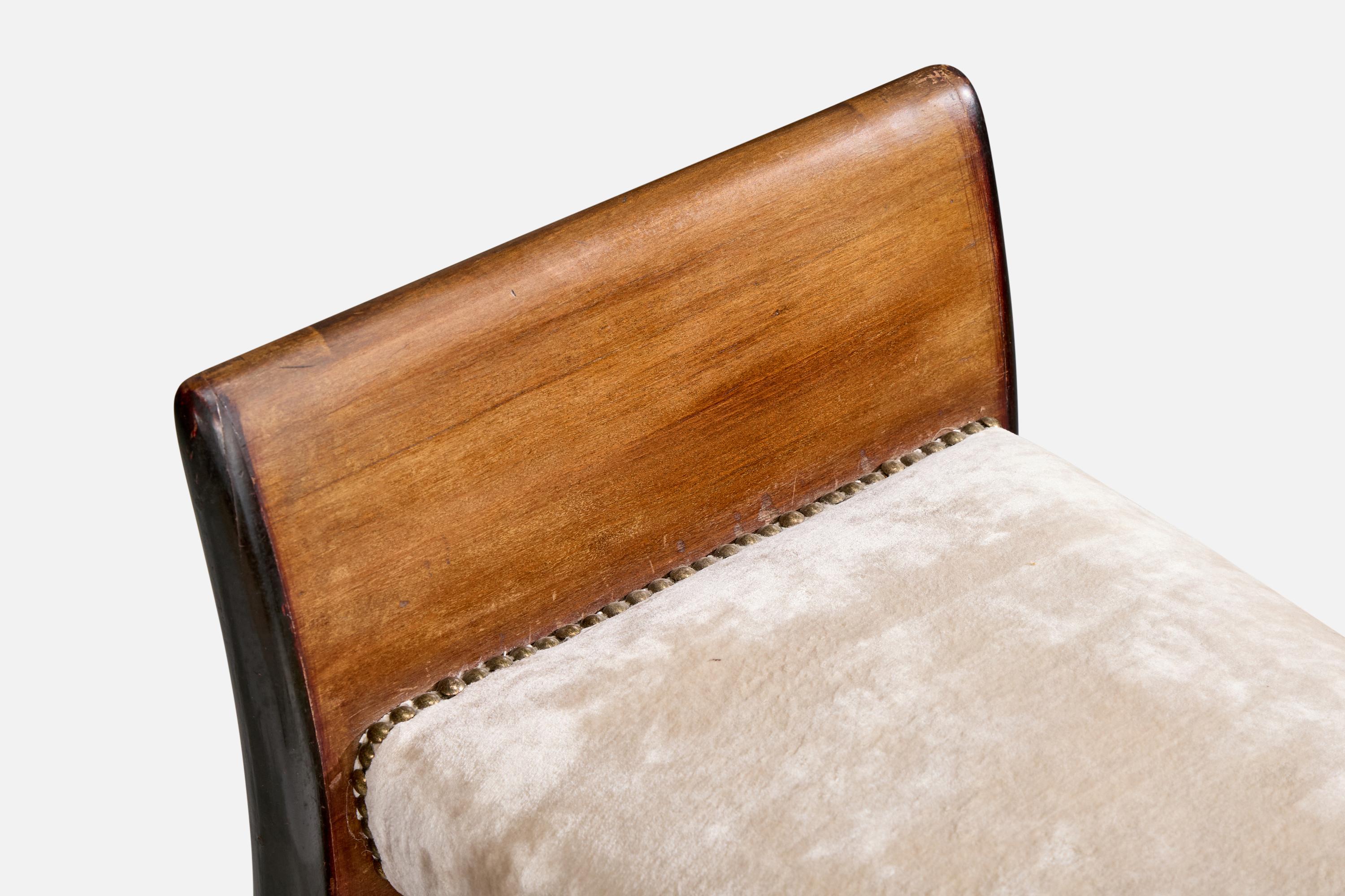 Italian Designer, Stool, Wood, Fabric, Italy, 1930s For Sale 4