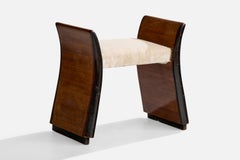 Italian Designer, Stool, Wood, Fabric, Italy, 1930s