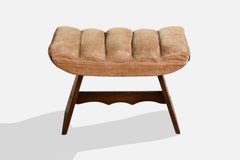 Italian Designer, Stool, Wood, Fabric, Italy, 1940s