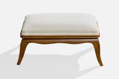 Italian Designer, Stool, Wood, Fabric, Italy, 1940s