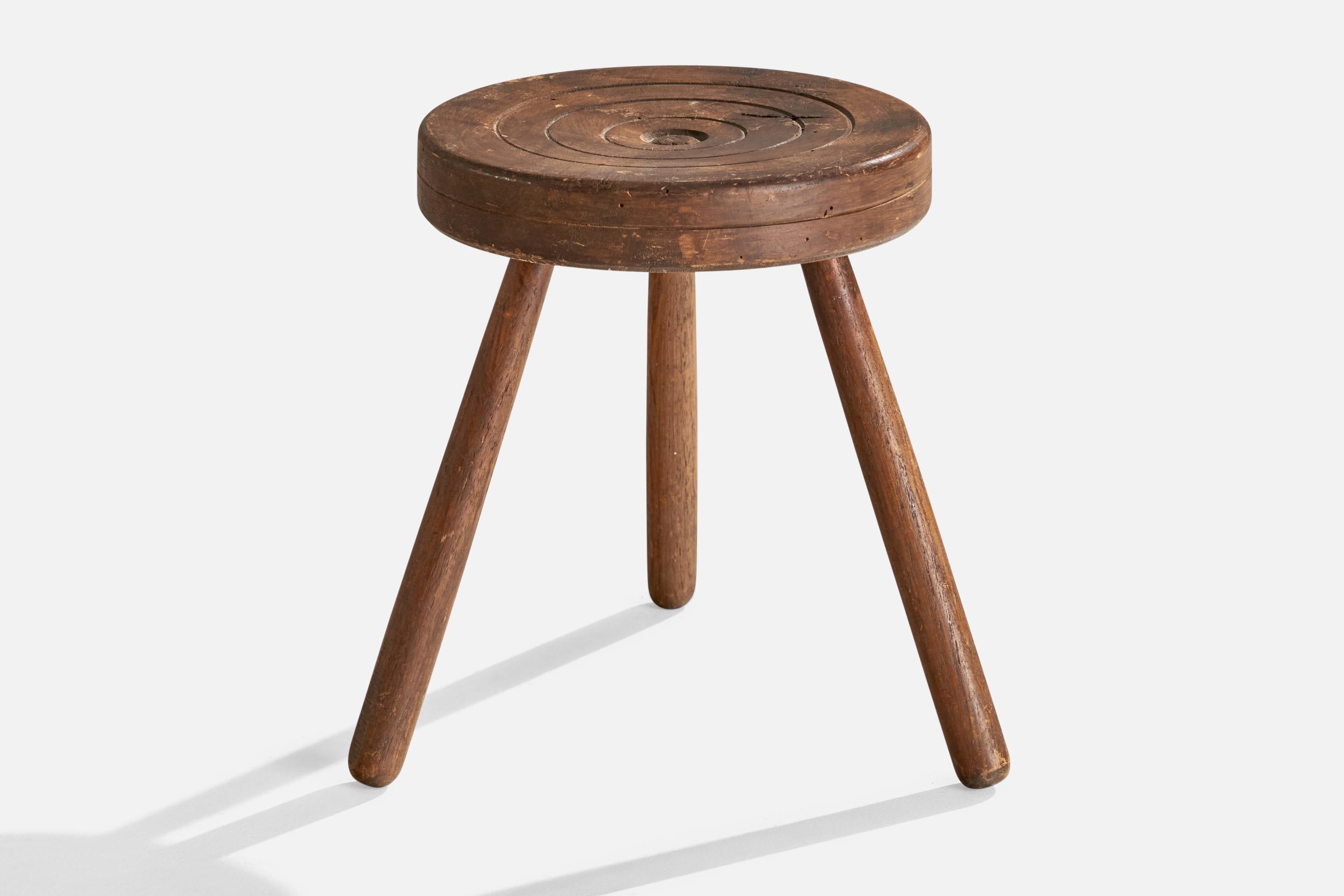Italian Designer, Stool, Wood, Italy, 1940s In Good Condition For Sale In High Point, NC