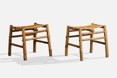Italian Designer, Stools, Bamboo, Rattan, Italy, 1950s