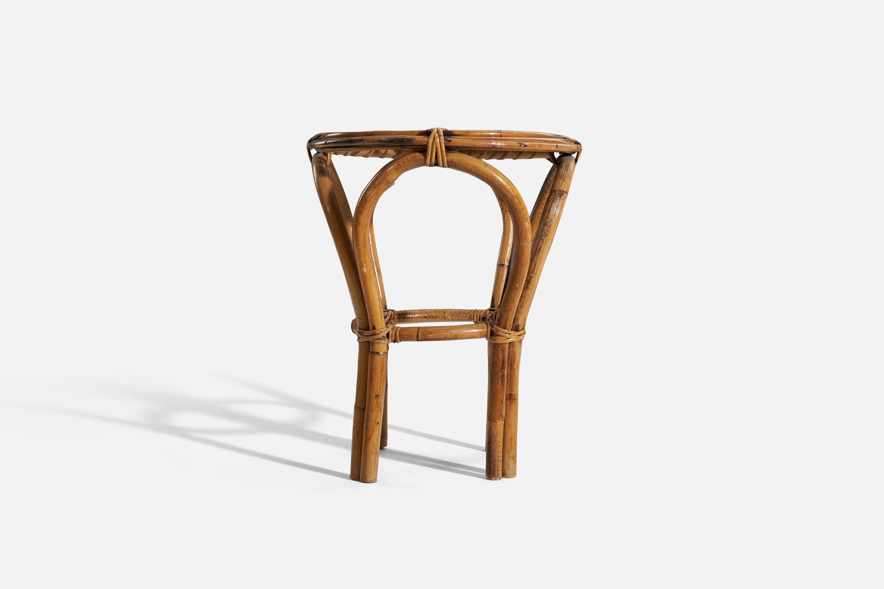 Italian Designer, Stools, Rattan, Bamboo, Italy, 1950s In Good Condition For Sale In High Point, NC