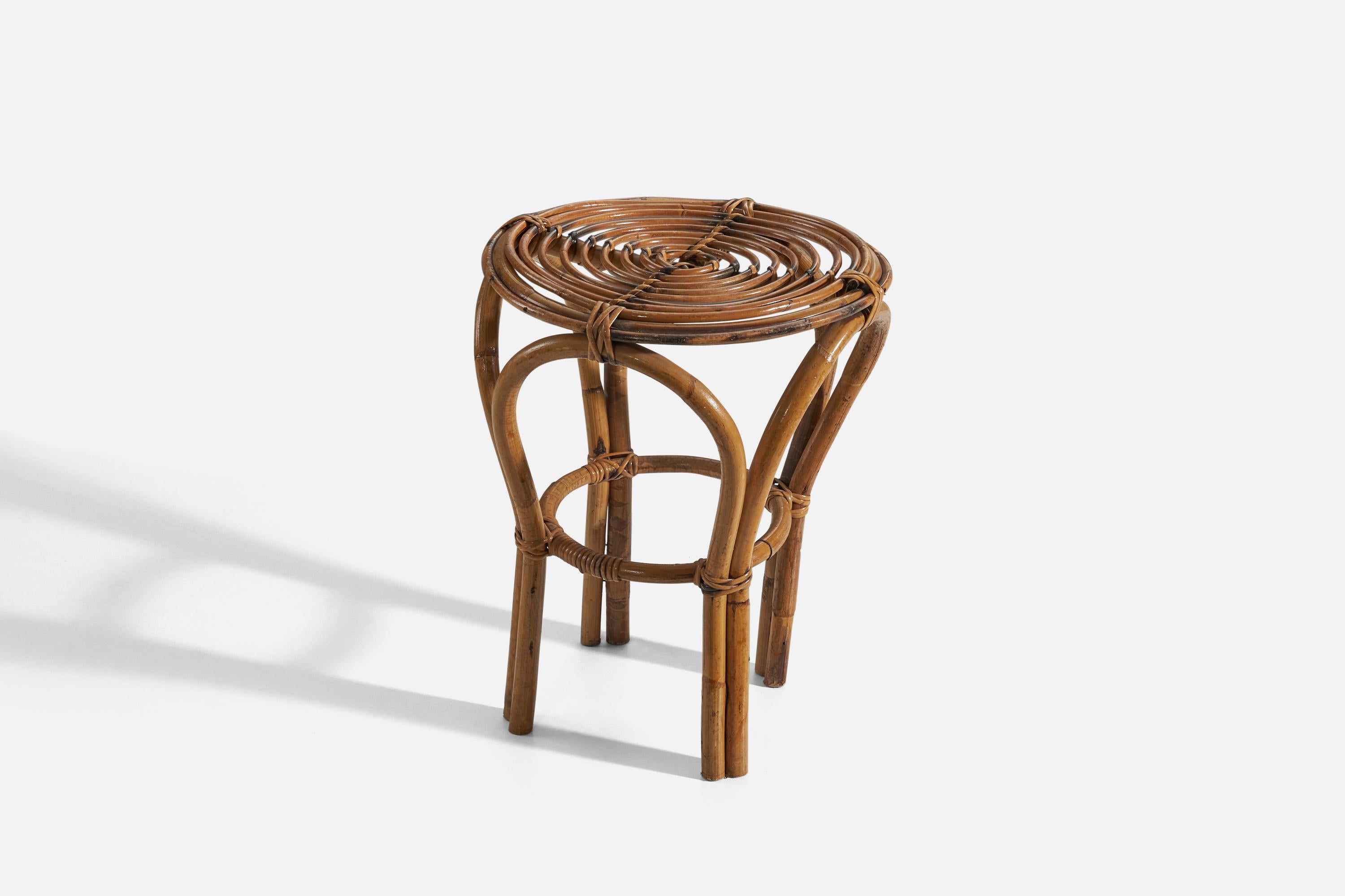 Mid-20th Century Italian Designer, Stools, Rattan, Bamboo, Italy, 1950s For Sale